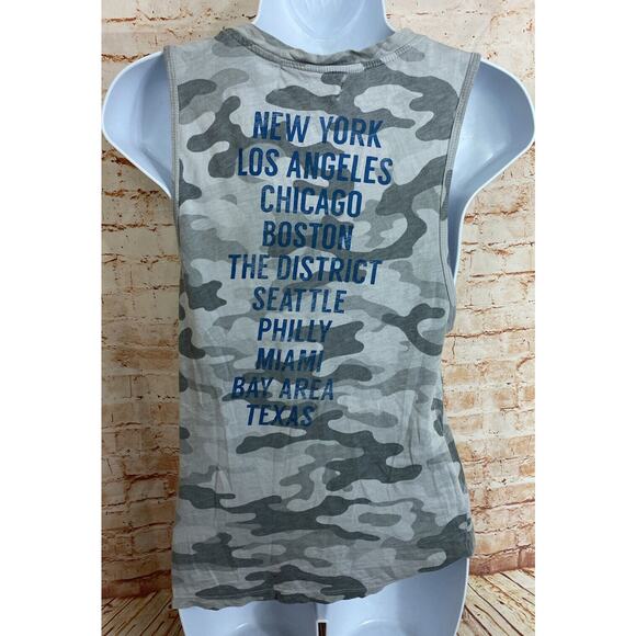 Womens Soulcycle Camouflage Muscle Tank Top Sz XS Grey Blue Graphic Print Camo - Picture 9 of 9